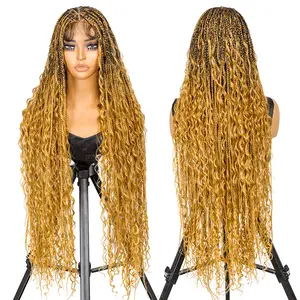 YMSGIRL #T1B/27/144 Boho Goddess Braided Wig 36" Full Lace Pre-Styled Lightweight For Weddings Festivals High-Quality Synthetic Fiber