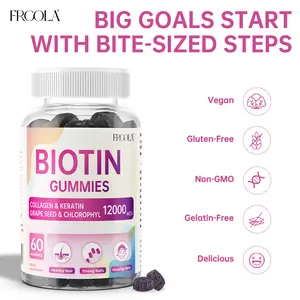 12000MCG Biotin Gummies for hair growth, nail health & skin health-Biotin, Collagen, Grape Seed, Chlorophyll, Keratin - Non-GMO & Gluten-Free