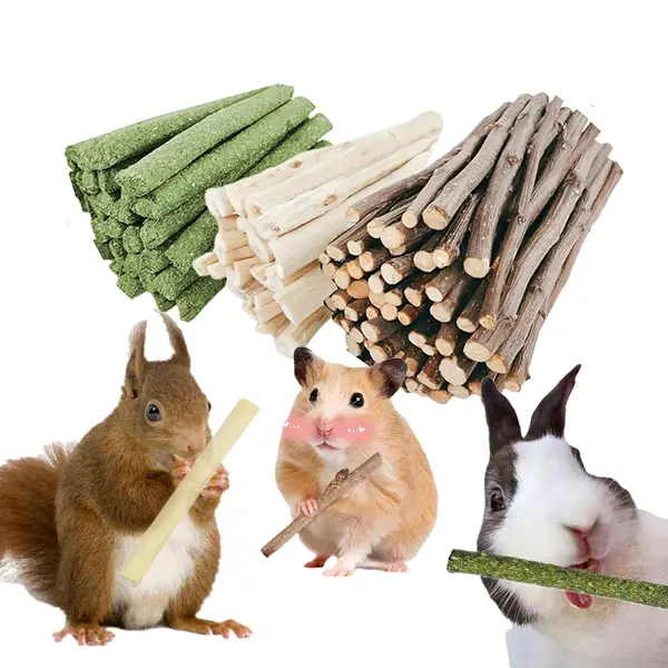 45pcs Rabbit Toys - Natural Timothy Hay Sticks, Apple Stick and Sweet Bamboo Sticks Rabbit Treats Teeth Grinding Bunny Toys Sets for Rabbits, Squirrels, Guinea Pigs, Chinchilla