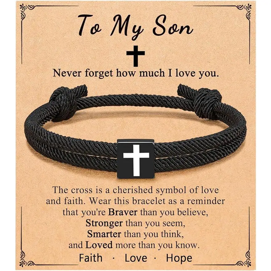 Cross Bracelet,Gift for Son,a perfect Gift from Mom,Birthday Graduation Easter Gifts