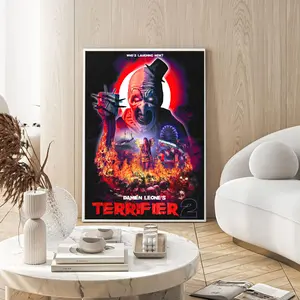 Terrifier 2 Horror Movie Poster, Slasher Film Wall Art, Halloween Scary Decor Print, Cult Horror Fan Gift