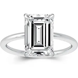 3.5ct Solitaire Elongated Emerald Cut Engagement Ring for Women,925 Silver Promise Ring 7*10mm  princess cut ring halorings