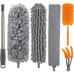 Dusters for Cleaning High Ceiling Fan,  Microfiber Duster with Extension Pole 30-100" Long Handle for Ceiling Fans Blinds Cobweb Home, Orange