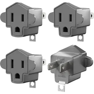 2 Prong to 3 Prong Outlet Adapter, ETL Listed 3-2 Prong Adapter, Fire-Retardant (392 ℉ ) PBT Material, Heavy Duty Wall Plug Adapter for Old Homes, Travel to Japan, and Industrial Use, Gray 4-Pack