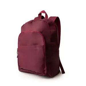 Packable Burgundy Backpack With Multiple Pockets