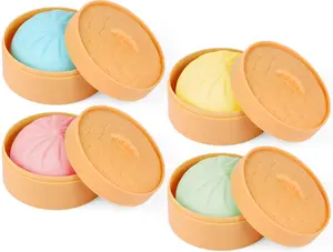 Easter Gift Colorful Dumpling Stress Balls – 4 PCS Squishy Fidget Sensory Toys for Kids, Stress Relief Dough Balls, Halloween Prank Toys & Party Favors for Trick Play