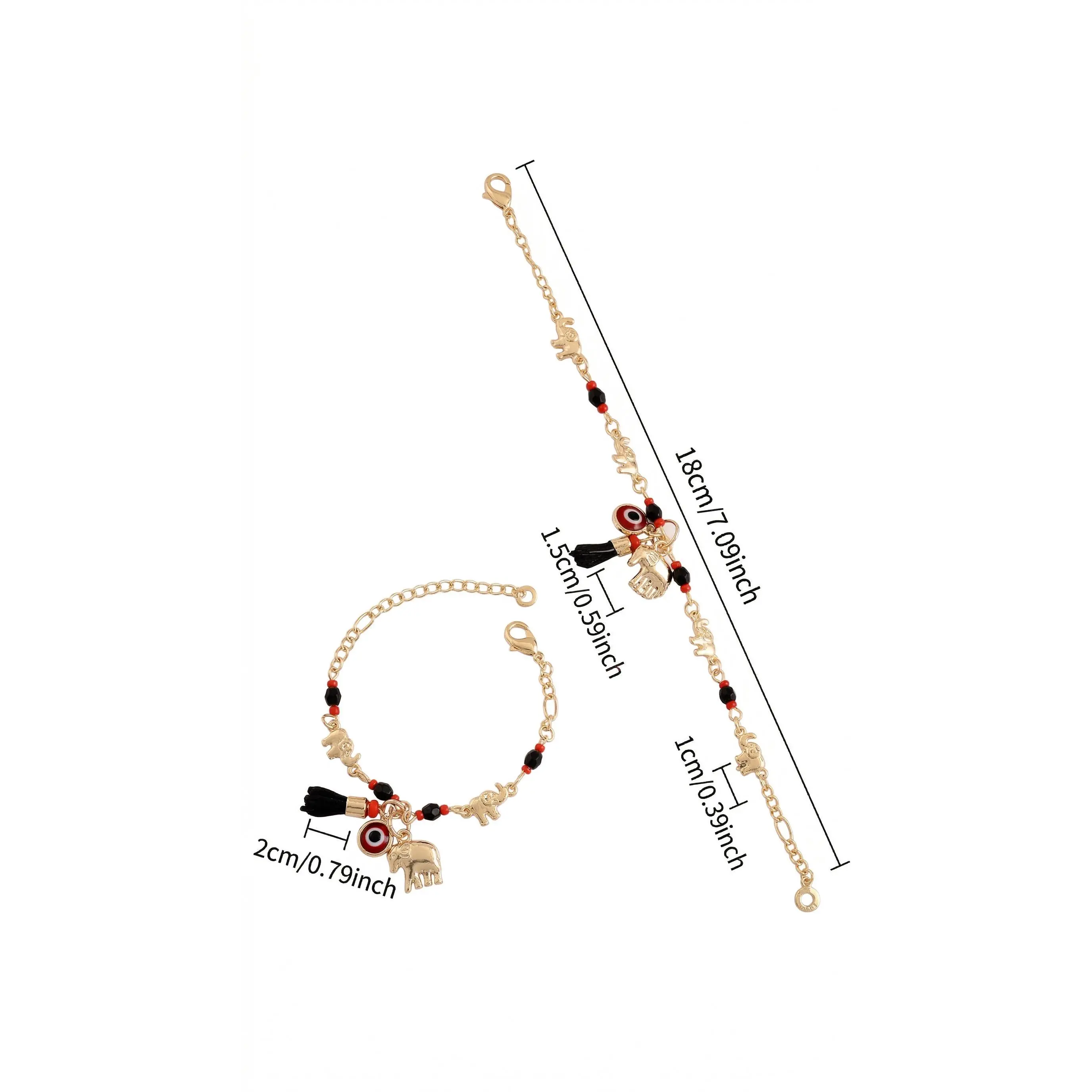 Zengliu 14K Gold Plated High-grade CZ Charm Bracelet for Women - Evil Eye, Lucky Elephant & Moon Star Gold Bangle