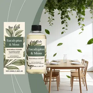 Jue Fish Eucalyptus & Moss Aromatherapy Essential Oil, Fresh Woody Fragrance, Mild Home Air Freshener for Gentle Diffusion