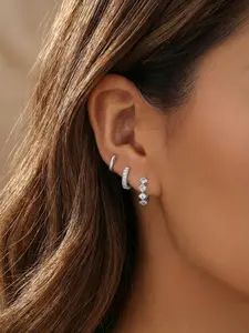 3 Pairs (6 Pieces) Elegant Silver Color Hoop Earrings, Fashion Jewelry Gift for All Seasons, Perfect Gift Choice for Her