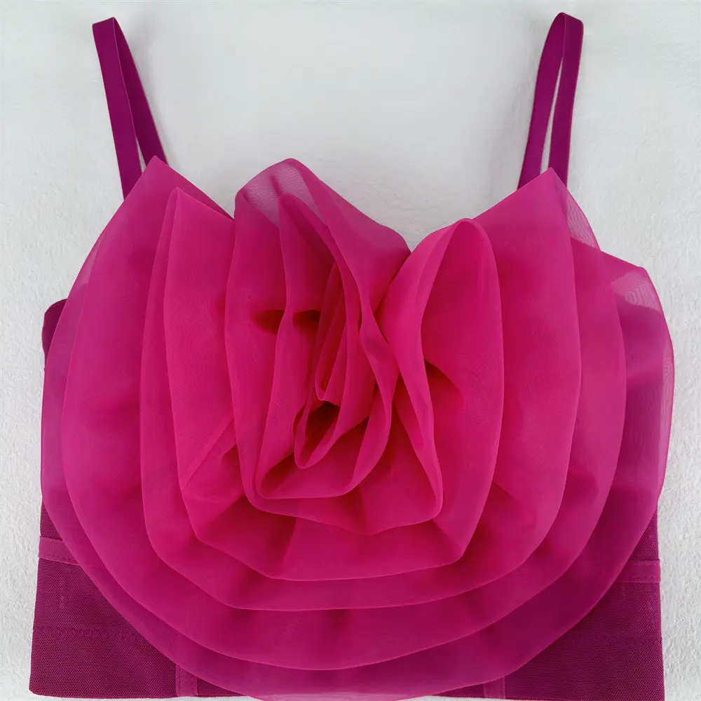 Women's Sleeveless Handmade Big Flower Beading Corset Tank Top - Shaper Crop Tube Vest, Spring Summer Outfits for Wedding Party, Blind Date Inner Clothing, Halloween, Thanksgiving, Chinese New Year, Easter