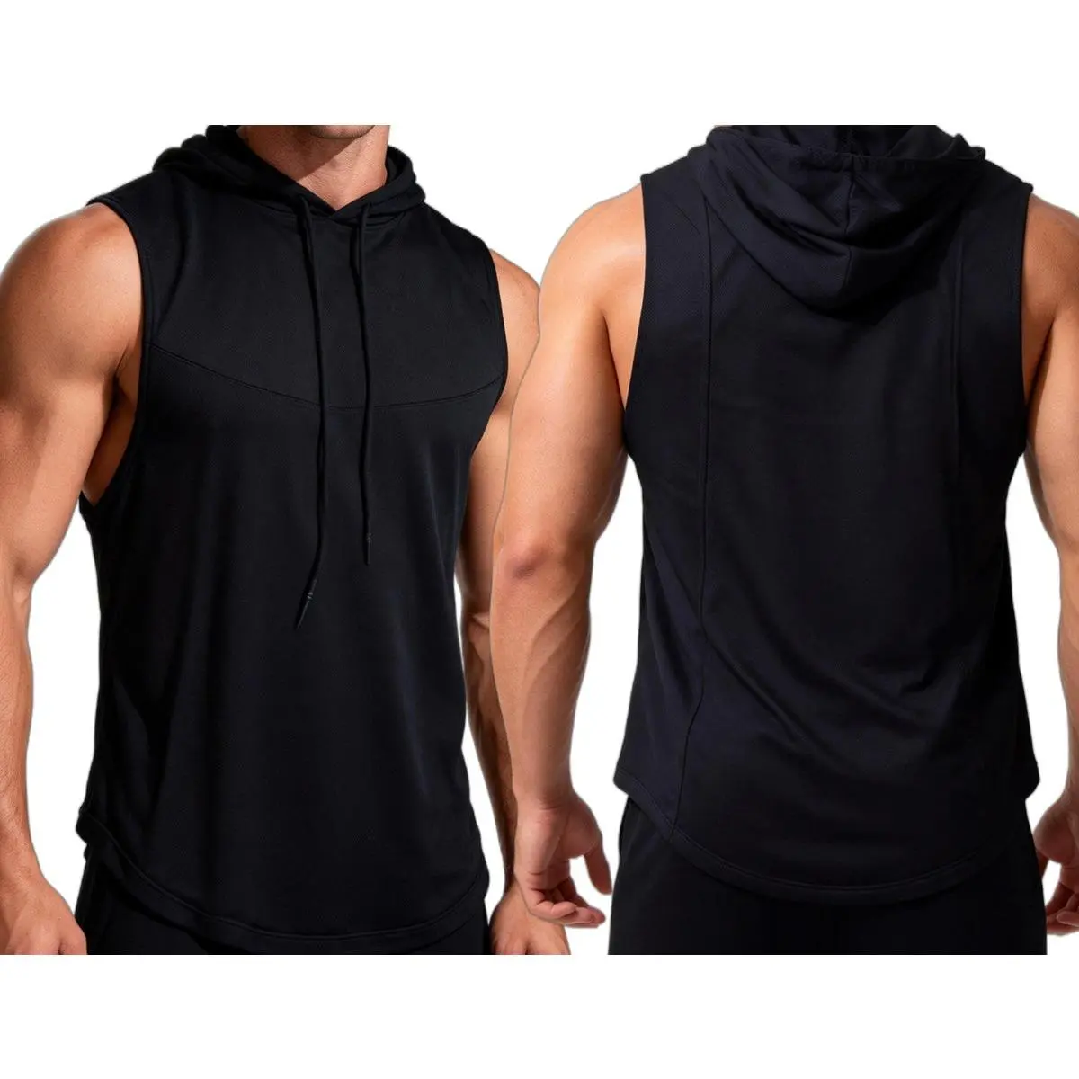 Sleeveless hoodies, gym muscle cutoff shirts, workouts, summer bodybuilding, running, boxing jars with hoods and pockets