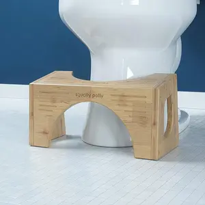 The Original Toilet Stool - Bamboo Flip, 7" and 9" Adjustable Heights, Brown - Improve Bathroom Posture and Comfort