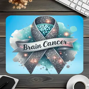Soft Rubber Brain Cancer Awareness Anti-Slip Mouse Pad, 9.4x7.9x0.12in, Ideal for Gamers, Computers & Office Equipment Accessory