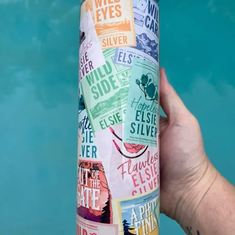 Elsie Silver Book Cover Tumbler - Wild Eyes & Flawless Designs on Silver Tumbler - Books Collection