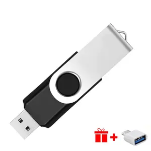 1PC USB Flash Drive With Type-C Adapter, 64GB/32GB/16GB 8GB/4GB/2GB/1GB USB 2.0 High Speed U Disk, Metal Pen Drive Pendrive USB Drive For PC/Laptops/Tablets/Mobile Phones/Car Audio/Game Console/Audio - Store Your Files Securely! (Black)