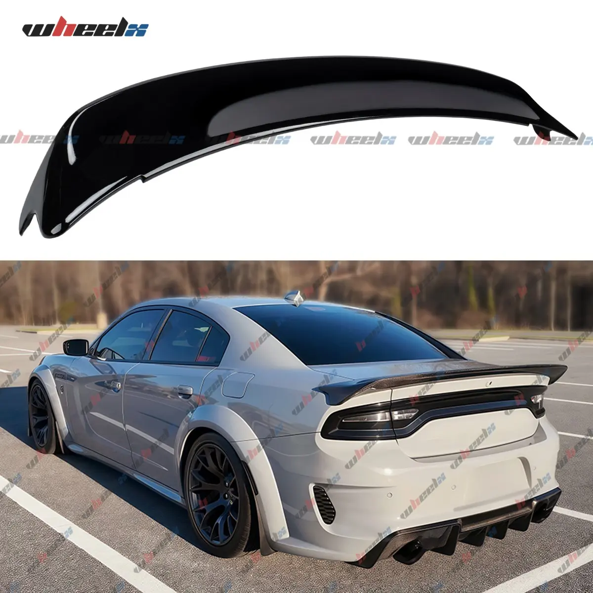 For 2015-2023 Dodge Charger Highkick Trunk Spoiler Wing Lip With Extended Length Design ( Gloss Black/ Matte Black )