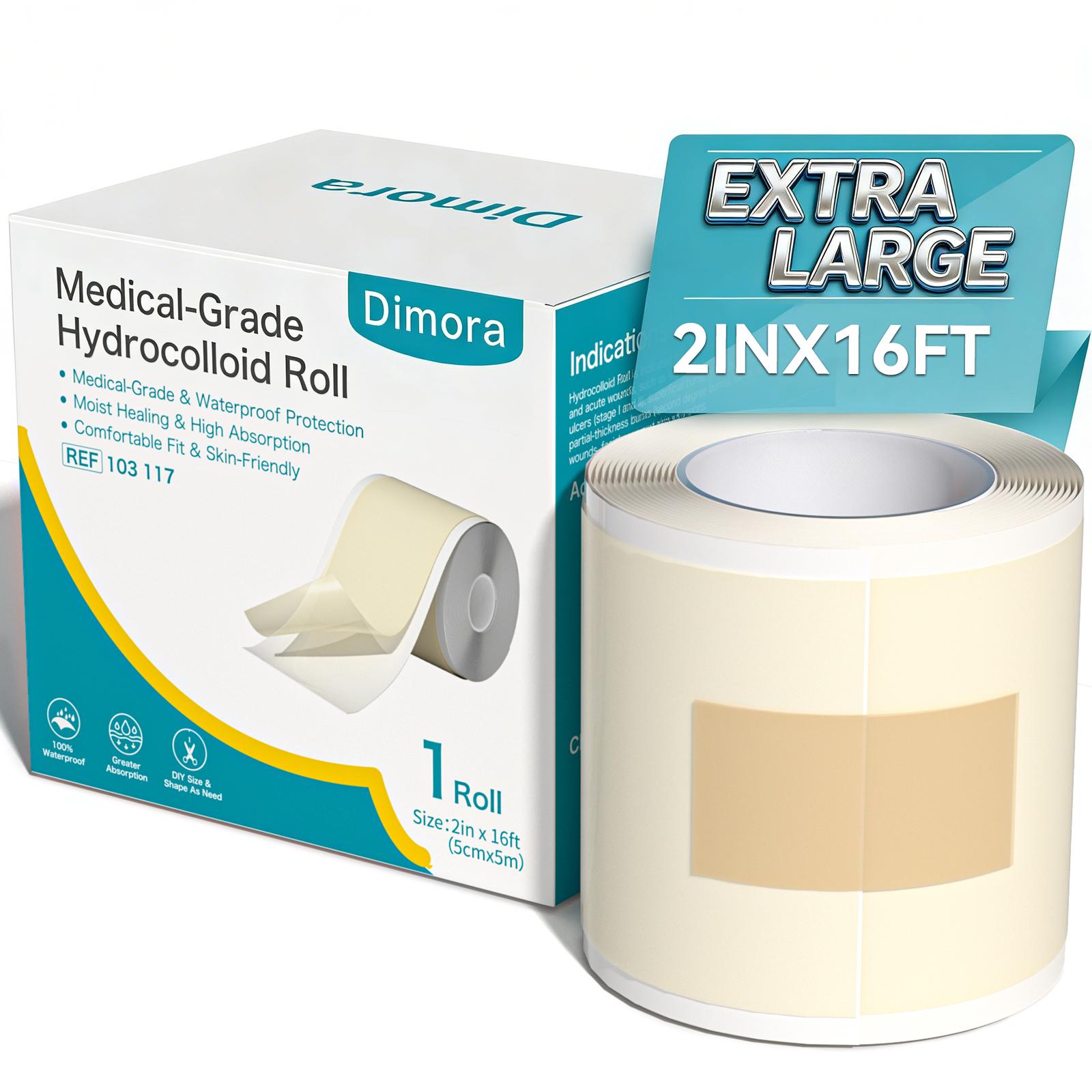 Dimora Medical-Grade Hydrocolloid Acne Patch, Acne spot treatment, Cuttable Overnight Pimple Patch, Acne Mark Fading Patch, Large Size Roll (2 in × 16 ft), Suitable for Acne, Open Wounds, and Sensitive Skin