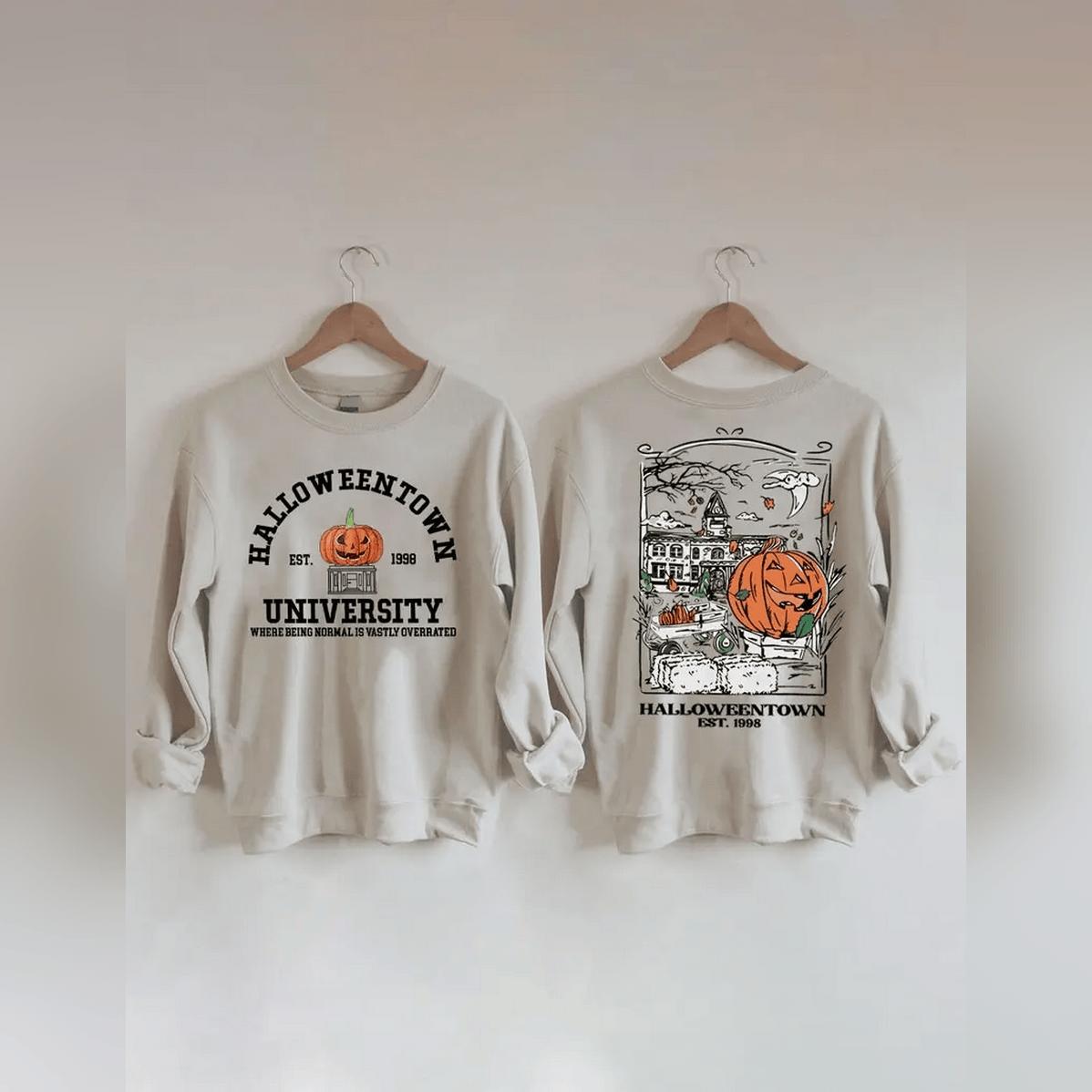 Halloweentown Est 1998 Back And Front Sweatshirt Halloweentown University Sweater Retro Sweat Gift Autu Hoodied Everyday Cotton Sweaters