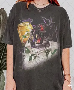 [SALE UP TO 40% ]  Retro 90s Graphic Tee, Vintage Panther Bootleg T-Shirt, Japanese Fighting Game Style Shirt, Oversized Streetwear Aesthetic, Comfort Colors Unisex Tee.