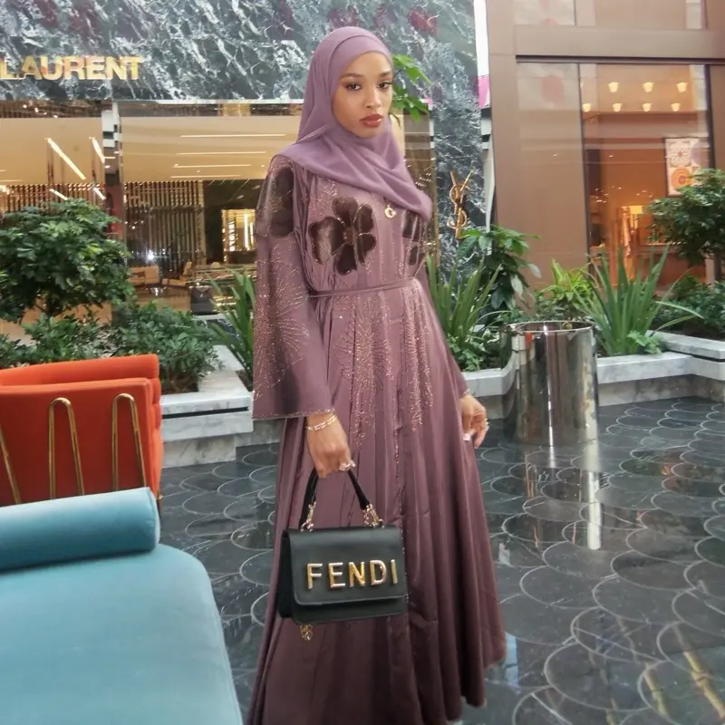 Leyla Abaya in Purple with Embroidered Design, Long Sleeves, and Tassel Detail, Ideal for Casual Outings and Events