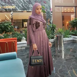 Leyla Abaya in Purple with Embroidered Design, Long Sleeves, and Tassel Detail, Ideal for Casual Outings and Events