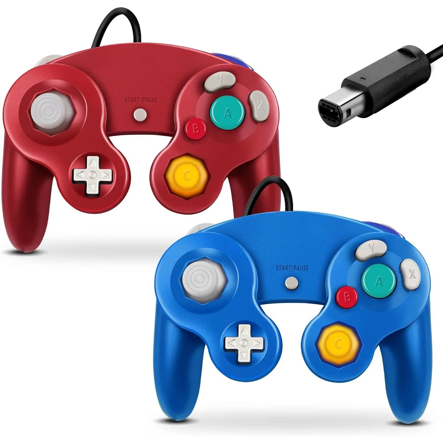Gamecube Controller, Classic Wired Controller for Wii  Gamecube (Blue & Red-2Pack)