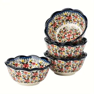 Porcelain Cereal Bowl Set, 1pc/4pcs 12.7cm Ceramic Salad Bowls, Ceramic Pasta Bowls for Desserts & More, Microwave & Dishwasher Safe, Perfect for Soups & Fruits, Tableware