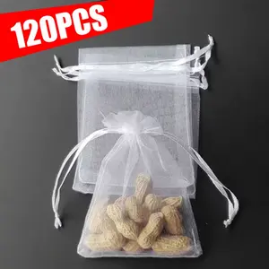 120pcs Organza Drawstring Transparent Gift Bags, Wedding Gifts, Party Favors, Jewelry, Candy, Decorations, Small Gift Bags