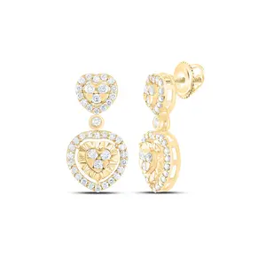 1/2Ctw-Nat Dia Cn Fashion Heart Dangling Earring