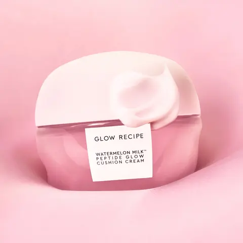 Glow Recipe Korean Watermelon Milk Peptide Cushion Face Cream Moisturizer - Gentle, Fragrance-Free, Glycerin-Infused, Lightweight Korean Skin Care for Adults with Skin Repair, Deep Moisturizing Nourishing, Hydrate, Dewy Radiance Benefits