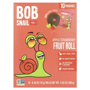 Bob Snail Fruit Rolls, Apple-Strawberry, 10 Pouches, 0.35 oz (10 g) Each