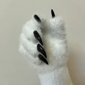 SCLMRO Kigurumi Paws & Fursuit KIG Paws Black Costume Gloves with White Claws Cosplay Paw Gloves for Costume Events