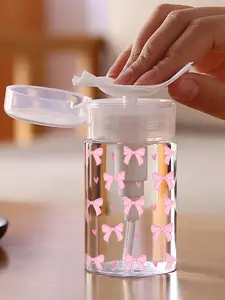 Heart-Shaped Butterfly Knot Transparent Press-On Nail Bottle, Alcohol Remover Cleaner Storage Container, Reusable Large Capacity Travel Pump