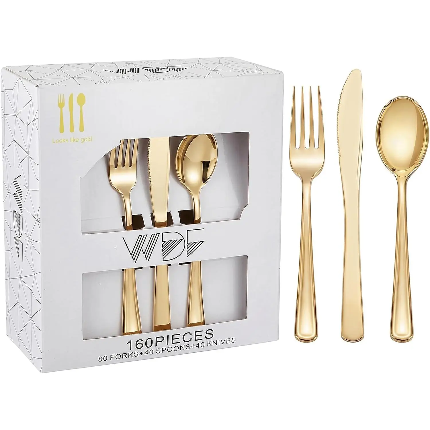 160 Piece Gold Silverware - Duty Gold Silverware Includes 80, 40, 40, Utensils Perfect for Wedding, Christmas