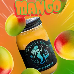 Mermaid's Magic Premium Organic Fruit Infused Sea Moss Gel Wildcrafted Caribbean Sea Moss & Organic Mango 92 Essential Minerals Vegan Gluten Free No Added Sugar Gut Health Digestion Immunity Support Skin Health All Natural Healthcare Dietary