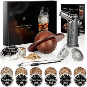 TRAIL RECKONING Whiskey Smoker Kit,Cocktail Smoker Kit with Torch,Bourbon smoker kit,Old Fashioned Smoker kit,Drink Smoker Infuser Kit with Wood Chips,Birthday Whiskey Bourbon Gifts for Men,Dad,Husband
