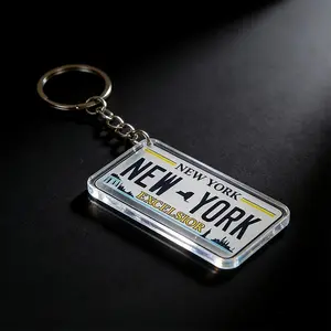 New York License Plate Acrylic Keychain, Durable Waterproof Travel Gift, Souvenir Key Ring, Visitor Keepsake, Bag Charm