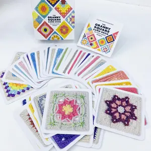 Upgrade Crochet Granny Square Kit for Beginners - 50 Mixed Patterns, All-Season Winter Craft Set, Instructional Cards Included, Colorful Paper Material Handmade Knitting Flower Yarn