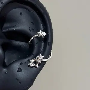 1PCS Star Surround Planet Spiral 316L Stainless Steel Ear Bone Nail for Women New Fashion Silver Color Earrings Accessories