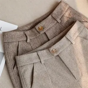 Woolen Pants Women's Harem Pencil Pants Autumn Winter High Waisted Casual Suit Pants Office Lady Women Trousers Leg Jeans Timbs Bottom Style