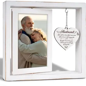Memorial Gifts For Loss Of Husband,Memorial Picture Frame,Sympathy Gifts for Loss of Husband, Condolence Remembrance Bereavement Gift Ideas,Vintage Style Rotating Photo Frame Fits 4x6 In Photos