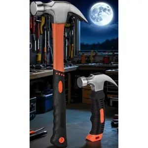 Fiberglass Claw Hammer Set with Nonslip Handle - 8 OZ & 16 OZ Dual Pack - Heat Treated Head for Enhanced Hardness - General Purpose & Mini Stubby Design - Soft Grip & Durable Construction repair  tools rubber mallet auto body repair tool