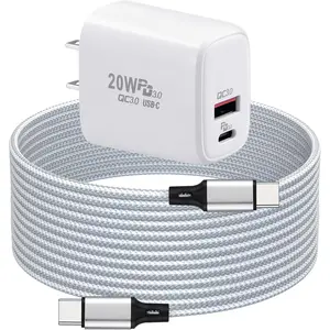 PD 20W USB C Fast Charger Compatible with Meta Quest 3 3S - Dual Port USB + Type C Adapter with 6.6ft C to C Charging Cable for Oculus Quest 2 Headset