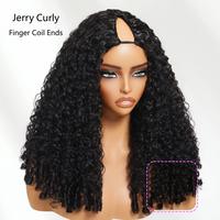 V Part Jerry Curly【Finger Coil Ends】-Black