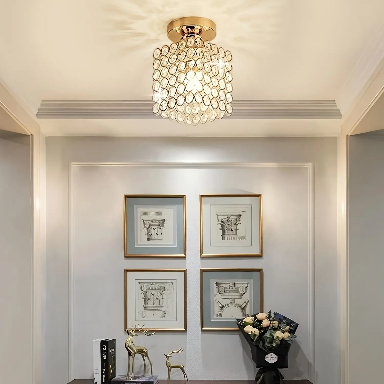 Mini Crystal Ceiling Light Fixture, Modern Indoor Pendant Lamp, E26/e27 Base, Home Ceiling Lighting, Indoor Lighting, for Hallway Bedroom Bathroom Kitchen