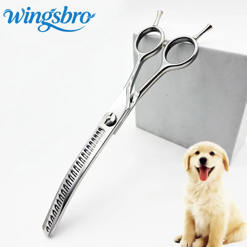 Wingsbro 7-in Stainless Steel Right-Handed Dog Grooming Thinning Scissors - Compact Universal Pet Grooming Tools for Professional Groomers & Home Use