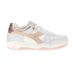 diadora Womens B.560 Crackle Lame Metallic Lace Up Sneakers Shoes Casual - Grey, Pink