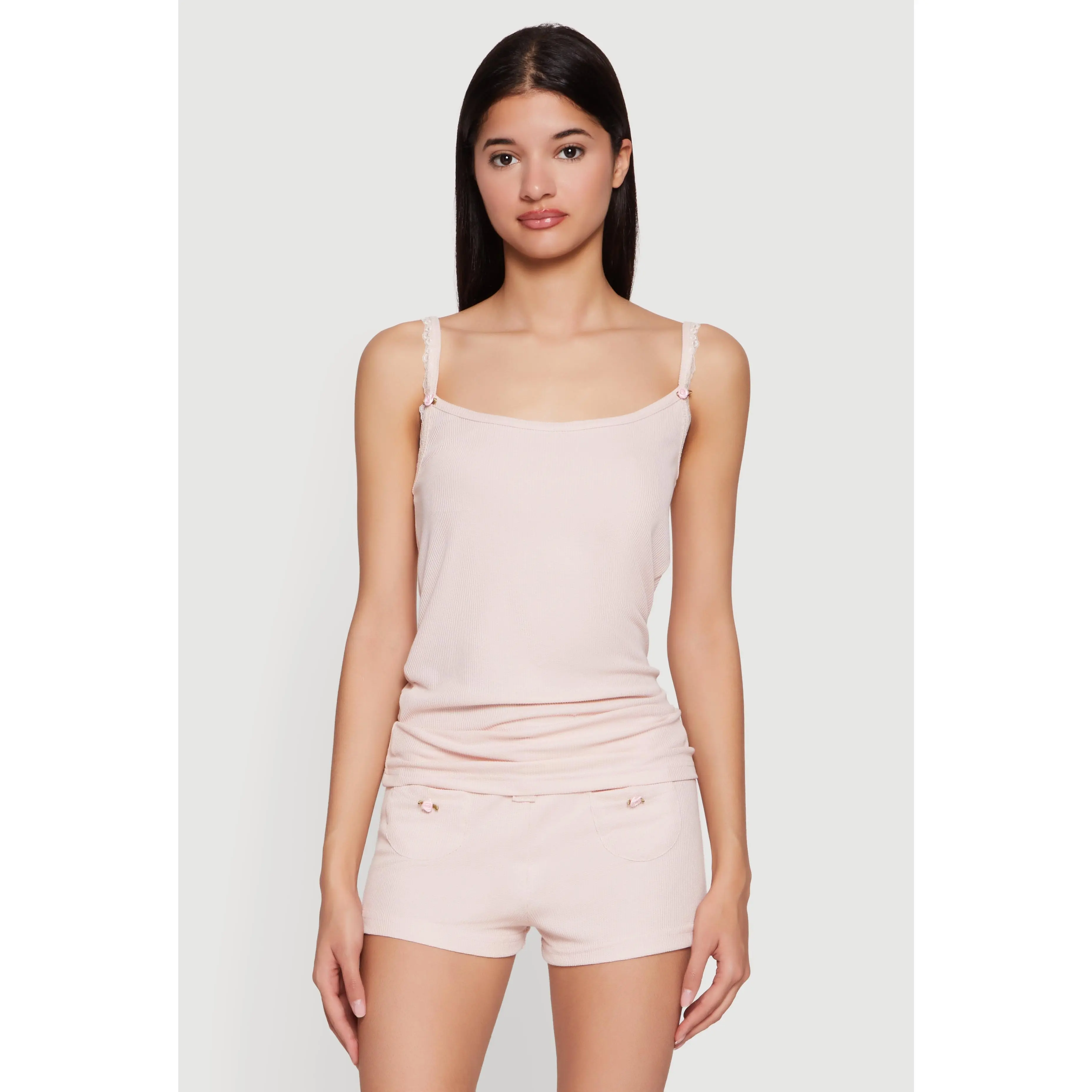Waffle Knit Pajama Cami and Shorts Set