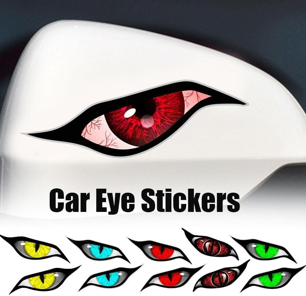 3D Simulation Cat Eye Sticker, Devil's Eye Rearview Mirror Decal, Simulation Personalized Creative Scratch Cover Car Sticker