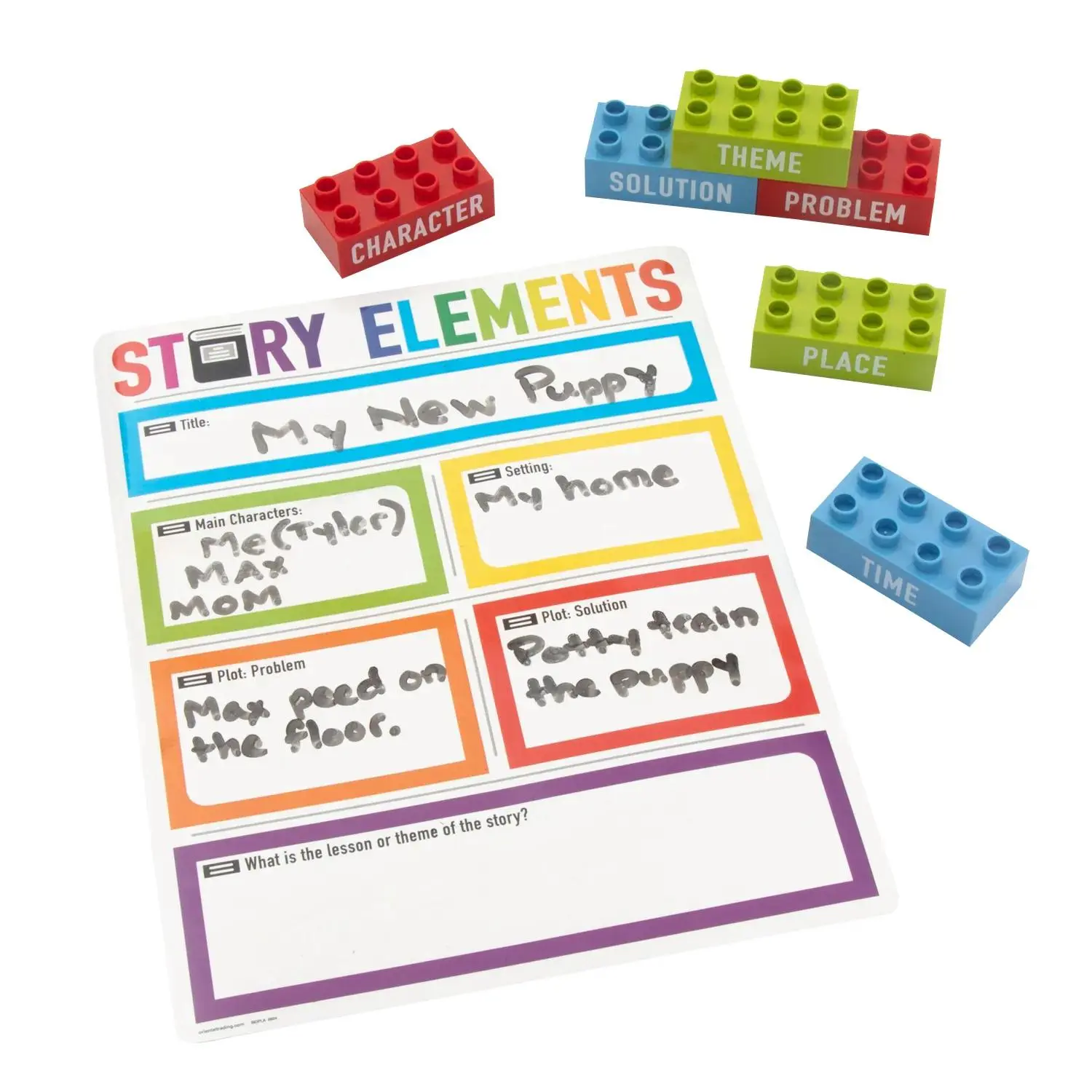 Story Elements Multicolor Plastic Stacking Blocks & Dry Erase Mats Set ? 18 Pc.